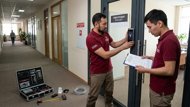 Монтаж комплектующих системы контроля доступа